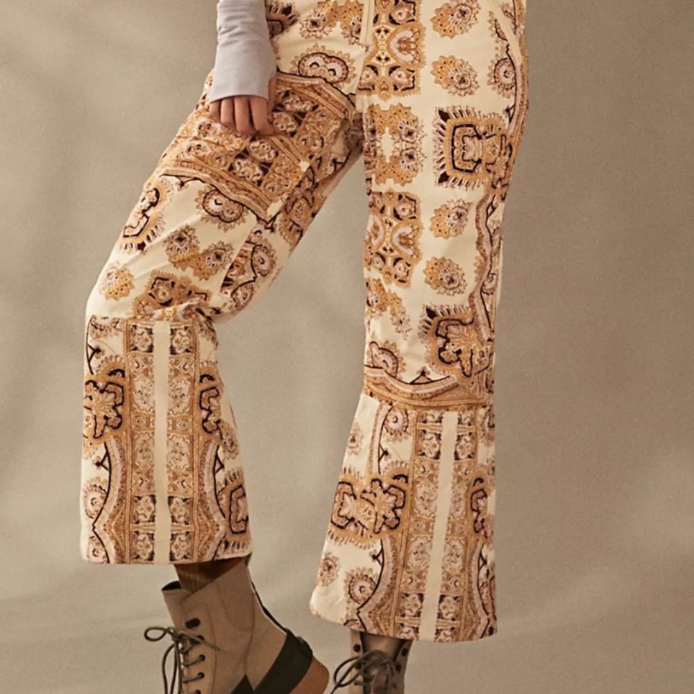 Free People Alpine Glow Printed Snow Bib Brushed Sail Paisley - Picture 2 of 4
